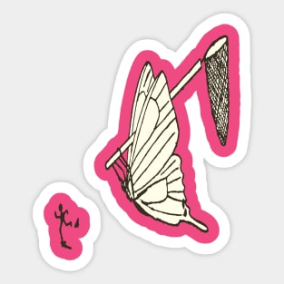 Cartoon Of A Butterfly Catching A Human Sticker